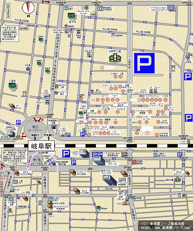 金津園ソープ街MAP